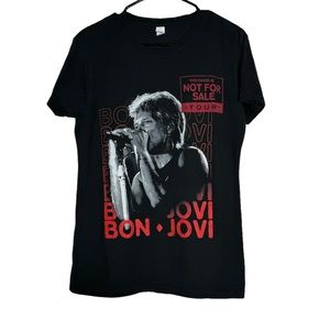 Bon Jovi Womens Shirt XL Black Big Graphic 2018 Red Pre Shrunk Cotton Concert